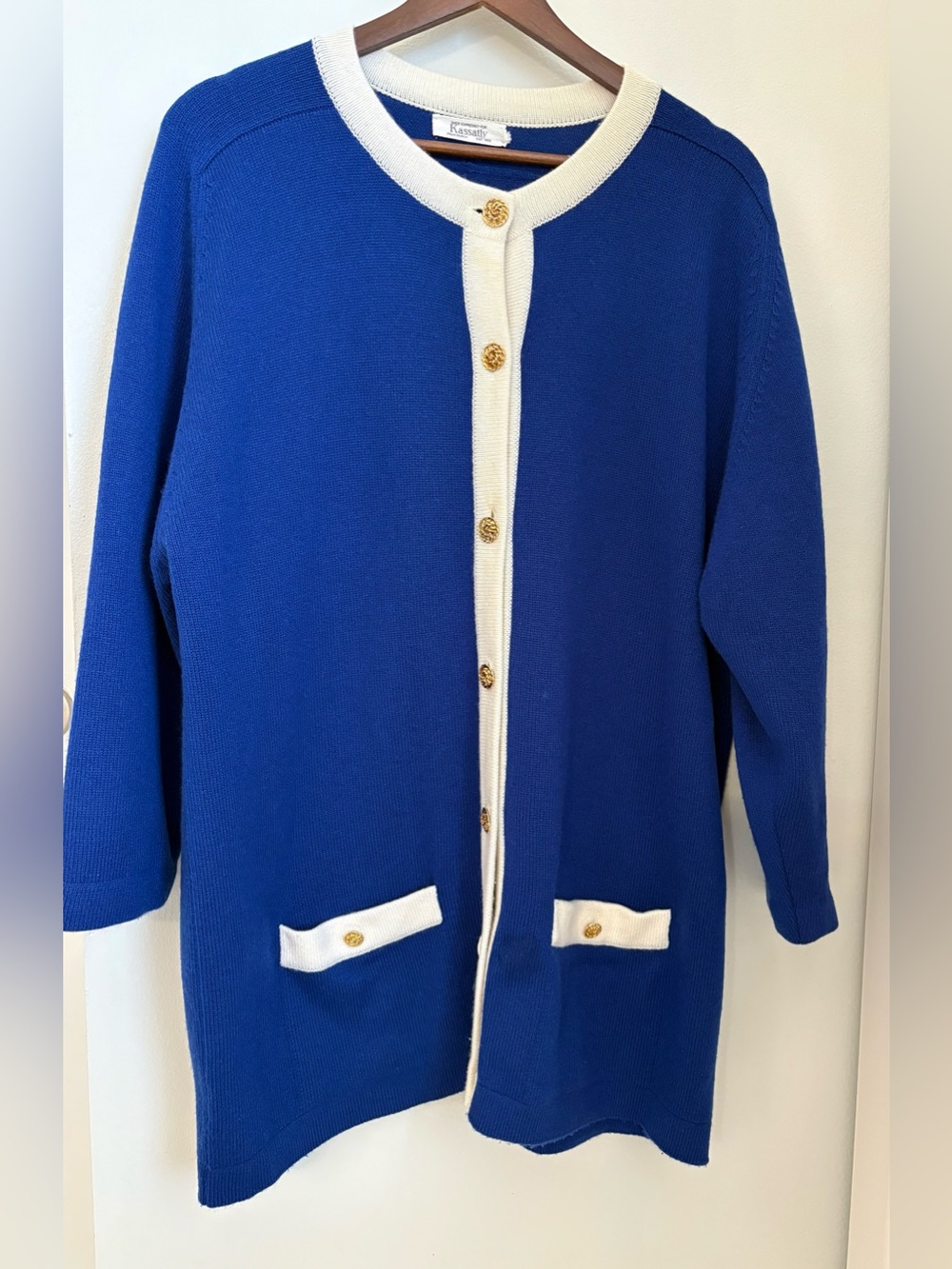 Kassatly 100% Cashmere Made in Scotland Blue Knit Button-Front Cardigan Sz:XXL